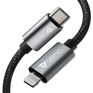 Vena Apple MFI Certified Type-C to Lightning Woven Cable with Aluminum Housing - 3FT