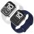 Silicone Apple Watch Band for 38mm, 40mm, 41mm - White & Navy Blue - 2 Pack