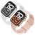 Silicone Apple Watch Band for 42mm, 44mm, 45mm, 49mm - White & Pink - 2 Pack